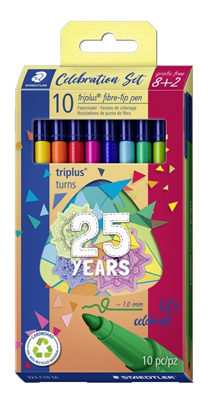 Staedtler Fiberpen Triplus Color 1,0 25 år sett (8+2)